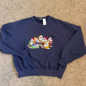 VINTAGE Disney Seven Dwarfs embroidered navy blue crewneck sweatshirt size Large